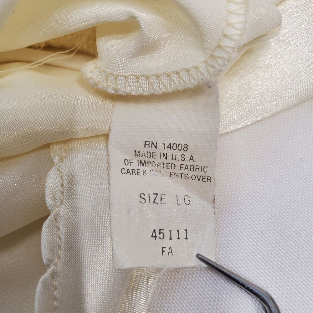 Vintage Ivory Satin Cami Pin Tuck Bust Scallop Hem Quiet Luxury/Minimalist L - Picture 7 of 9